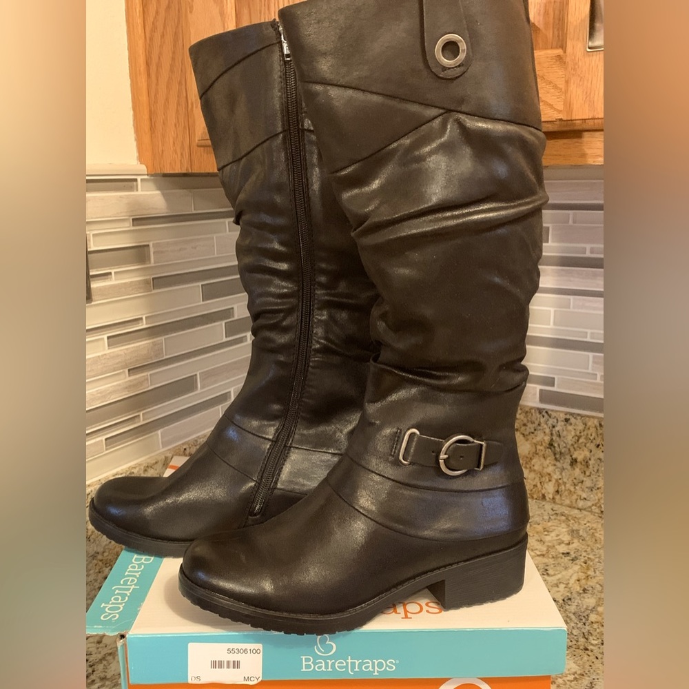 Baretraps black tall boots faux leather size 8